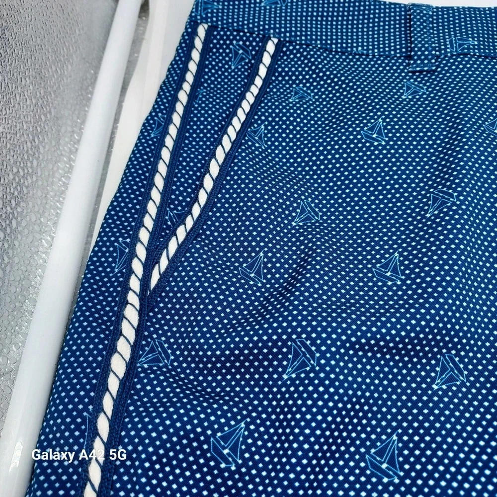 Lady Hagen Womens Blue Sailboat Nautical Golf Shorts Size 16 Rope Trim Performan